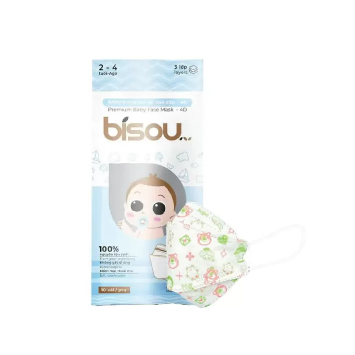 Khẩu Trang KF94 Trẻ Em Bisou Họa Tiết Bịch 10 Cái
